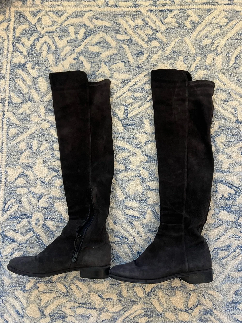 Stuart Weitzman Grey/Black Over-the-Knee Suede Boots